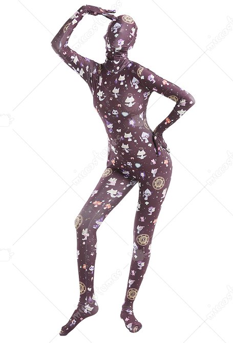 Cartoon Katze Erwachsene Zentai Full Bodysuit Kostüm Skin Suit Catsuit Lange Arm Halloween Jumpsuit