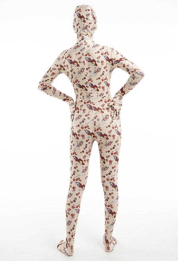 Combinaison Halloween Zentai pour Adulte avec Impression des Éventails Japonais