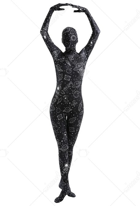 Combinaison de Déguisement Halloween Zentai pour Adultes avec Impression de l'Astronaute Univers