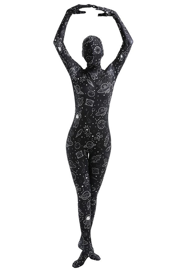 Combinaison de Déguisement Halloween Zentai pour Adultes avec Impression de l'Astronaute Univers