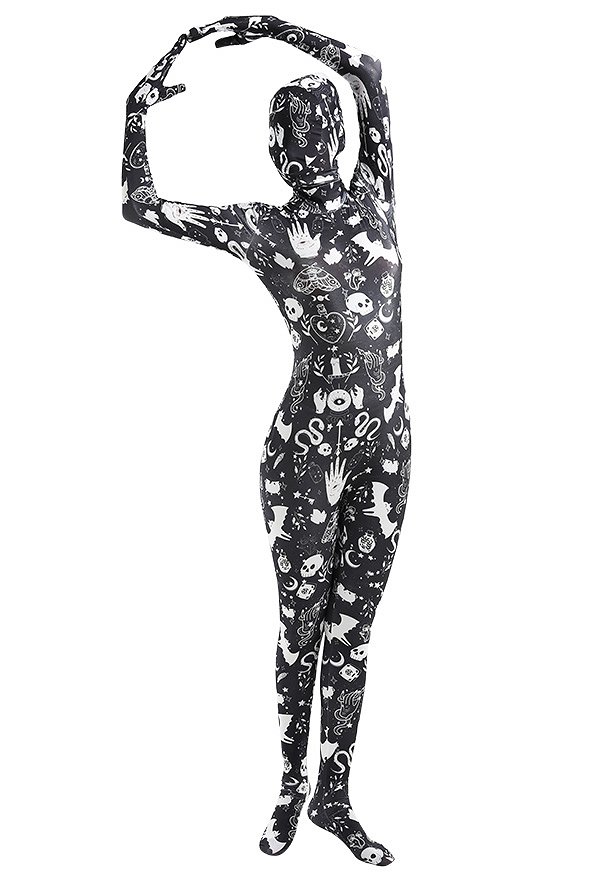 Hexe Erwachsene Zentai Full Bodysuit Kostüm Skin Suit Catsuit Lange Arm Halloween Jumpsuit