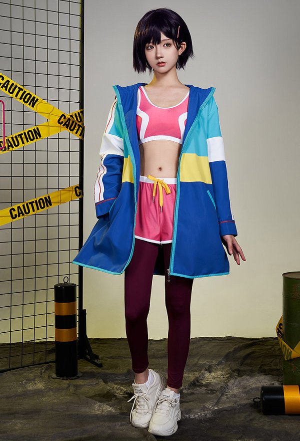 Zom 100: Bucket List of the Dead Shizuka Mikazuki Cosplay Costume Crop Top and Pants with Jacket and Hairpins