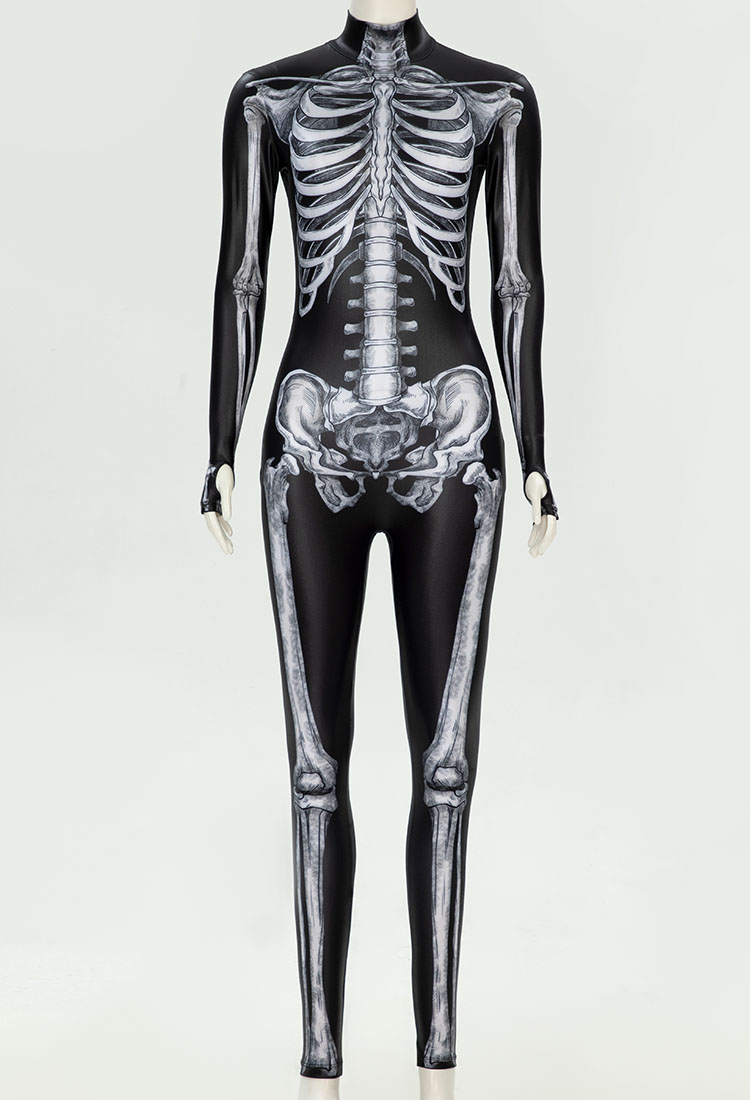   Cosplay Kostüm Halloween Skelett Bodysuit im dunklen Stil