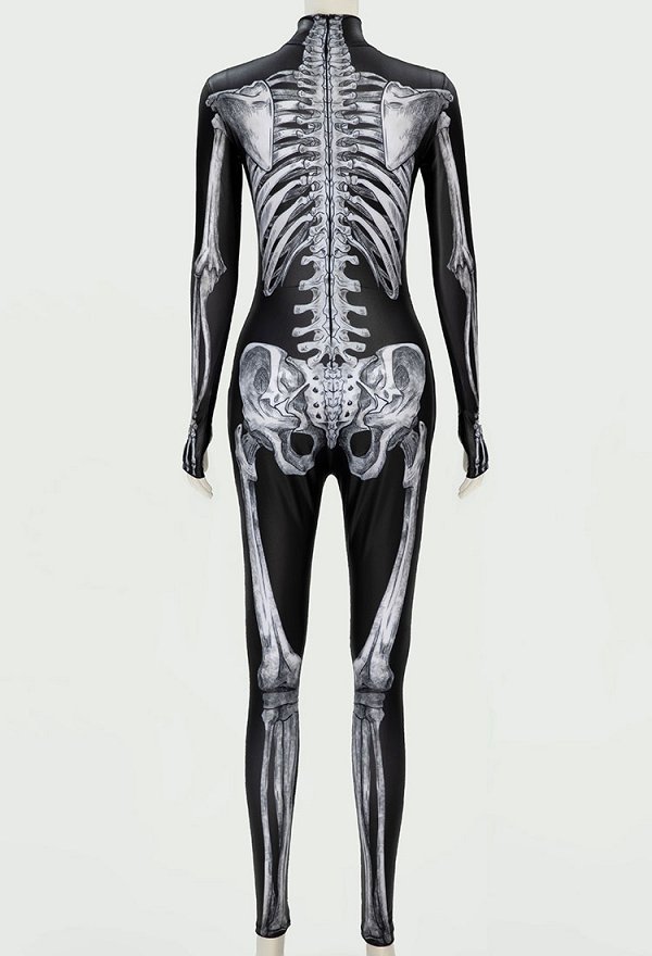 Halloween White Skeleton Bodysuit Long Sleeve Bone Goth Style Skull Onesie Jumpsuit Halloween White Skeleton Bodysuit Long Sleeve Bone Goth Style Skull Onesie Jumpsuit