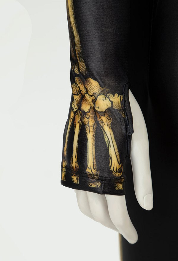Halloween Body de Esqueleto Dorado Mono de Manga Larga con Diseño de Calavera y Huesos en Estilo Gótico Halloween Body de Esqueleto Dorado Mono de Manga Larga con Diseño de Calavera y Huesos en Estilo Gótico