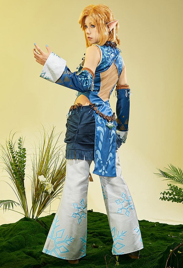 The Legend of Zelda: Tears of the Kingdom Link Cosplay Costume Top and Trousers with Necklace and Sleeves