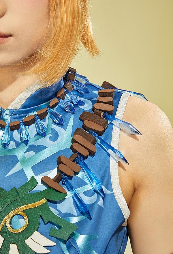 The Legend of Zelda: Tears of the Kingdom Link Cosplay Costume Top and Trousers with Necklace and Sleeves