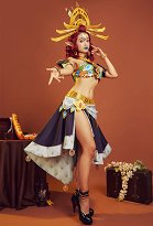 The Legend of Zelda: Tears of the Kingdom Makeela Riju Cosplay Costume Top and Skirt with Belt and Choker The Legend of Zelda: Tears of the Kingdom Makeela Riju Cosplay Costume Top and Skirt with Belt and Choker