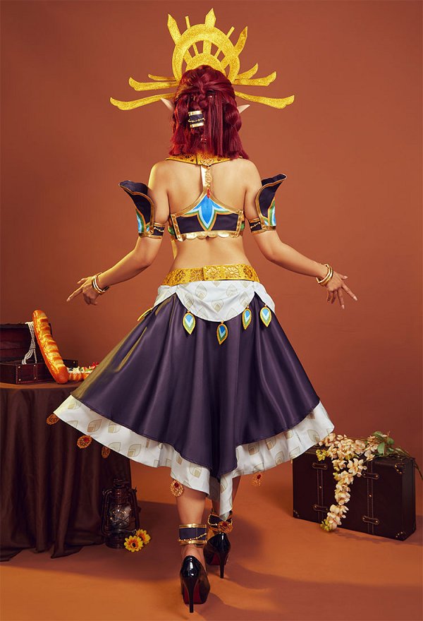 The Legend of Zelda: Tears of the Kingdom Makeela Riju Cosplay Costume Top and Skirt with Belt and Choker
