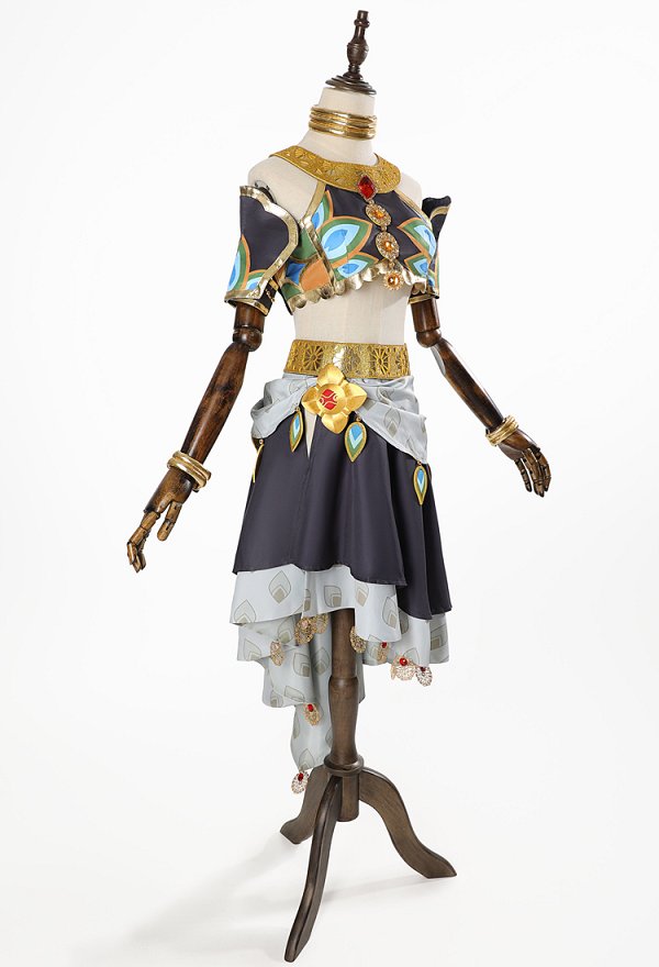 The Legend of Zelda: Tears of the Kingdom Makeela Riju Cosplay Costume Top and Skirt with Belt and Choker