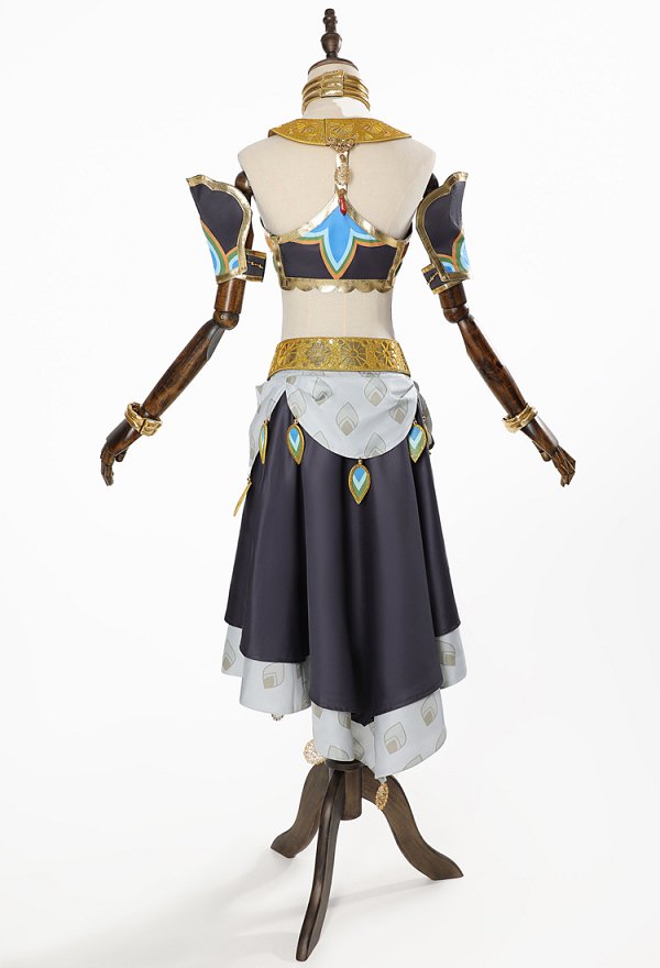 The Legend of Zelda: Tears of the Kingdom Makeela Riju Cosplay Costume Top and Skirt with Belt and Choker