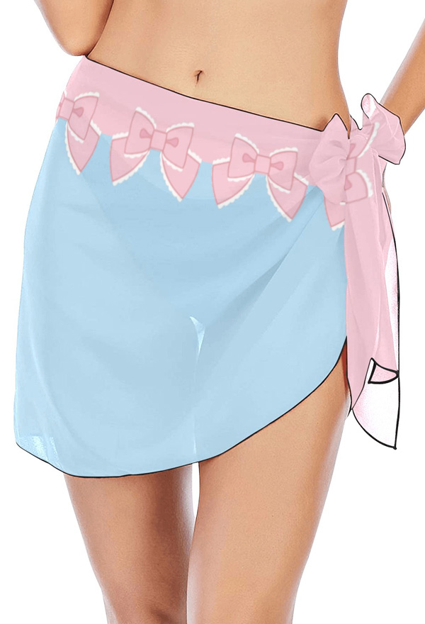 Beach Wrap Short Sarong Bowknot Pattern Chiffon Bikini Wraps