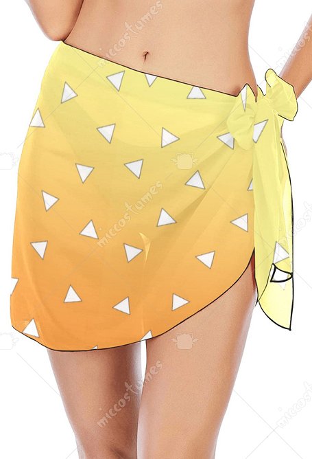 Thunder Derivative Beach Wrap Short Sarong Gradient Yellow Chiffon Bikini Wrap Skirt