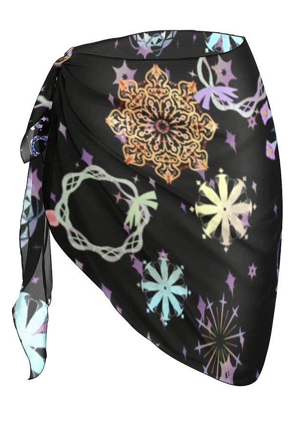 Dunkler Stil Kaleidoskop Strand Wrap Sarong Bikini Vertuschung Chiffon Wickelröcke