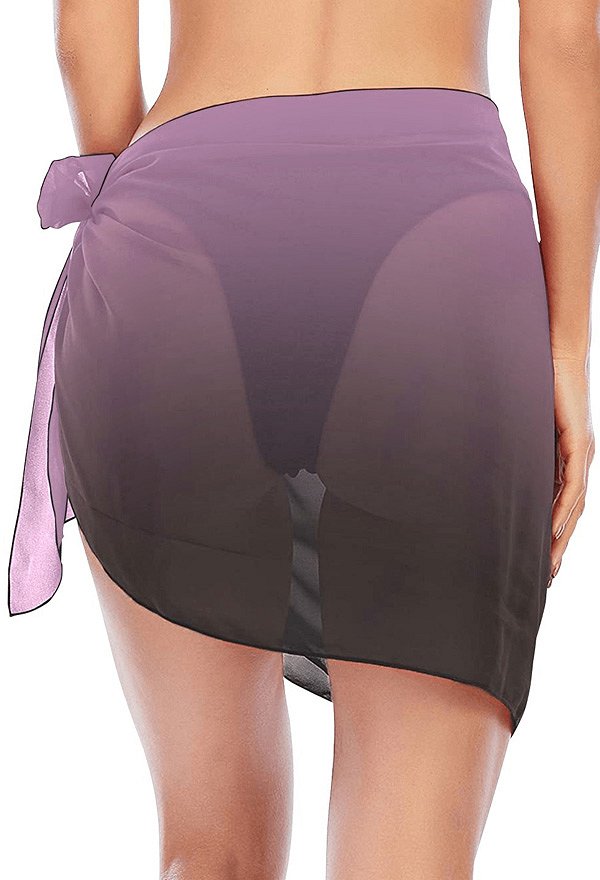 Beach Wrap Short Sarong Purple Black Gradient Pattern Chiffon Bikini Wraps