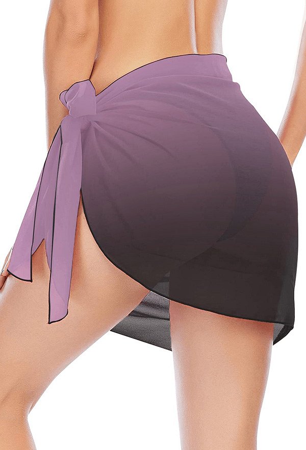 Beach Wrap Short Sarong Purple Black Gradient Pattern Chiffon Bikini Wraps