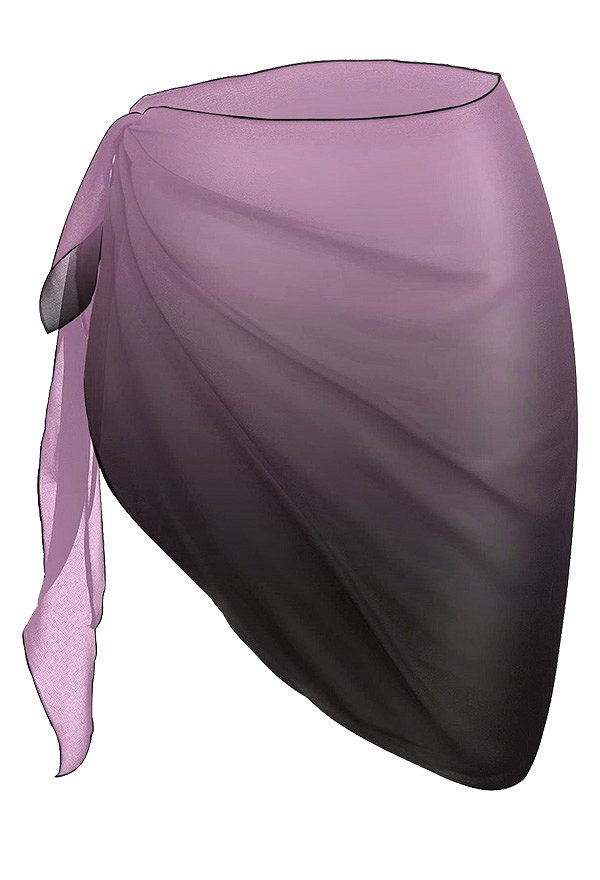 Beach Wrap Short Sarong Purple Black Gradient Pattern Chiffon Bikini Wraps