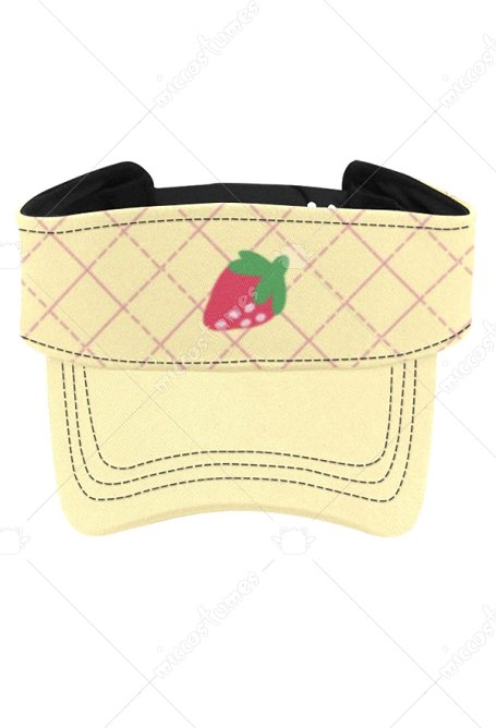 UV Protection Beach Cap Yellow Grid Strawberry Pattern Adjustable Sun Visor Cap