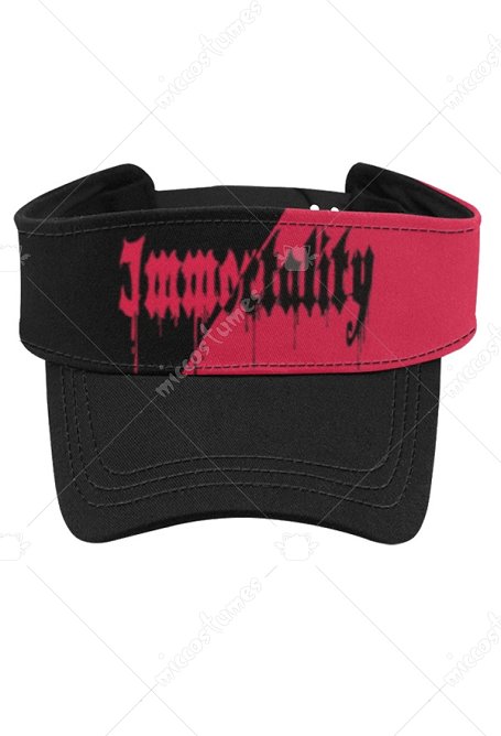 UV Protection Beach Cap Black Red Letters Pattern Adjustable Sun Visor Cap