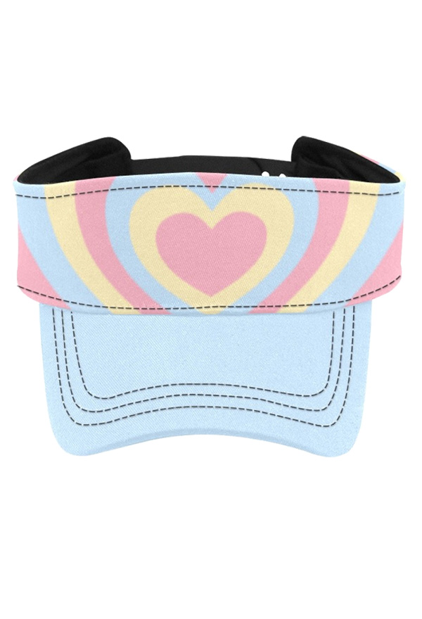 UV Protection Beach Cap Rainbow Heart Pattern Adjustable Sun Visor Cap