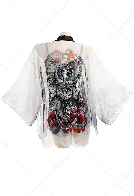 Ägyptische Katze Haori Dunkler Stil Sommer Skelett Urlaub Haori
