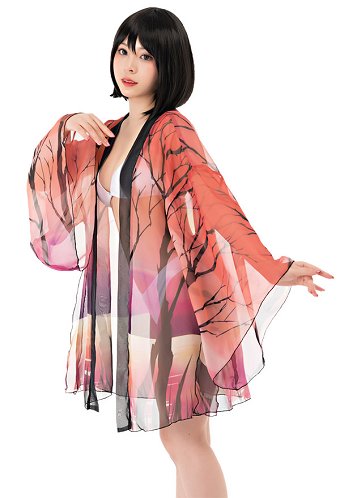Haori Cover-up with Mermaid Pattern Summer Kimono Cardigan