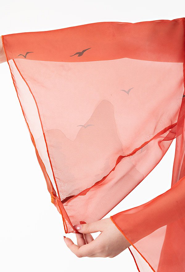 Chinesischer Stil Sonnenuntergang Haori Sommer Urlaub Haori in Rot