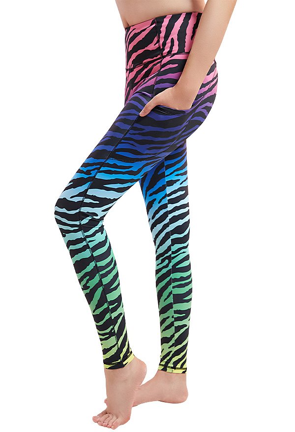 Miccostumes Women Leggings Colorful Zebra Prints Yoga Leggings Workout Sportswear