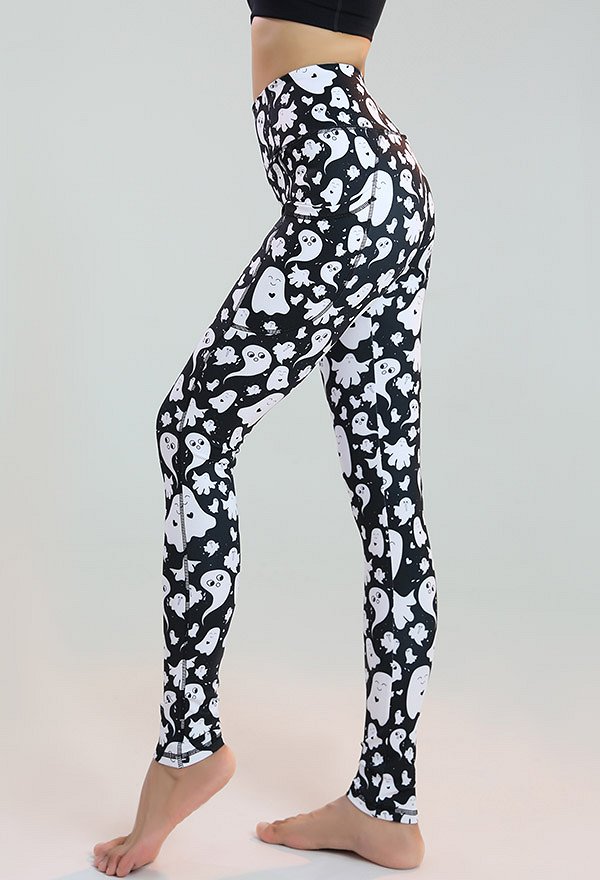 Miccostumes Women Leggings Ghost Prints Yoga Leggings Workout Sportswear