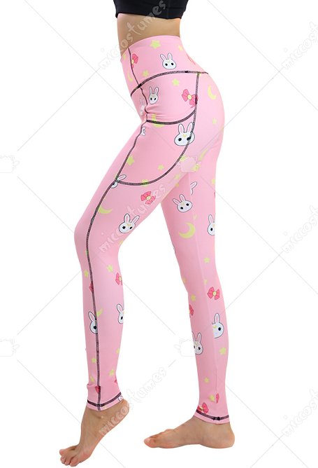 Miccostumes Damen Mond Hasen Leggings Yoga Sports Gym Fitness Hosen Sportbekleidung