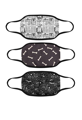 3pcs Adults Halloween Face Masks Digital Printing Face Covers Washable Reusable Face Mouth Masks with Filter Pocket and 6pcs Replaceable Filters