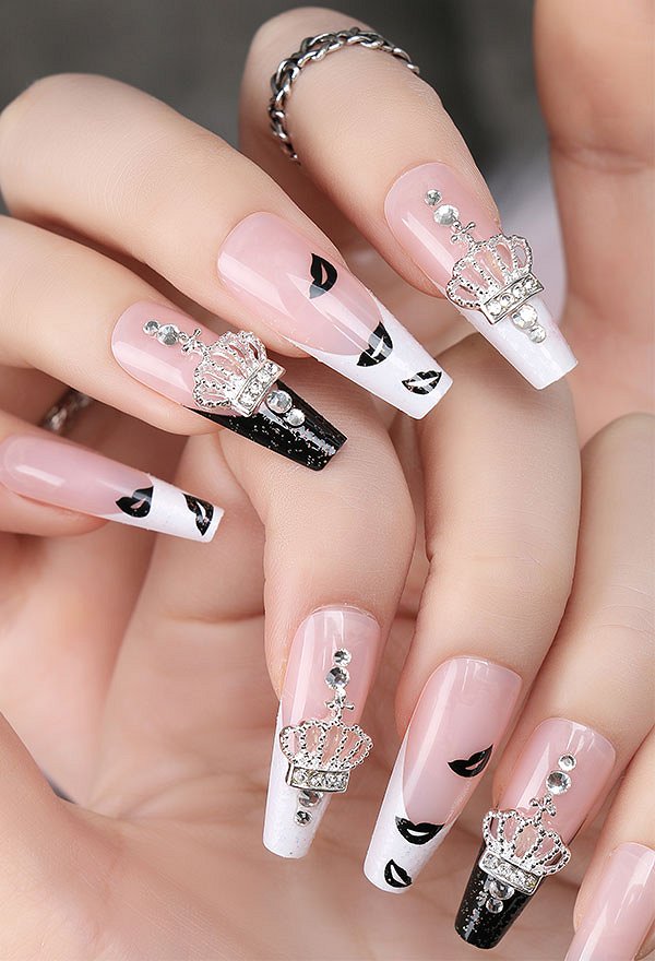 Gothic Punk Krone Nageltipps Falschen Nägeln Falsche Nagelspitzen Künstliche Nägel 24 Pcs