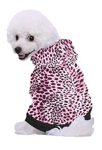 Personalized Small Dog Costume Cat Hoodie with Pink Leopard Pattern