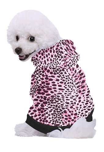 Sweat à Capuche Cartoon pour Animaux Domestiques avec Impression de Léopard Rose