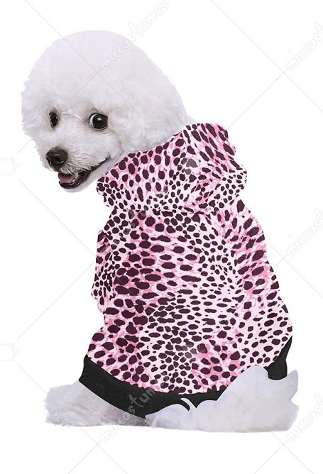 Sweat à Capuche Cartoon pour Animaux Domestiques avec Impression de Léopard Rose