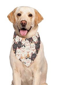 Halloween Personalized Cat Dog Bandana with Maneki-neko Pattern