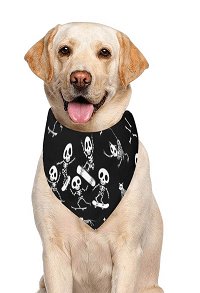 Halloween Personalized Cat Dog Bandana with Skeleton Ghost Pattern
