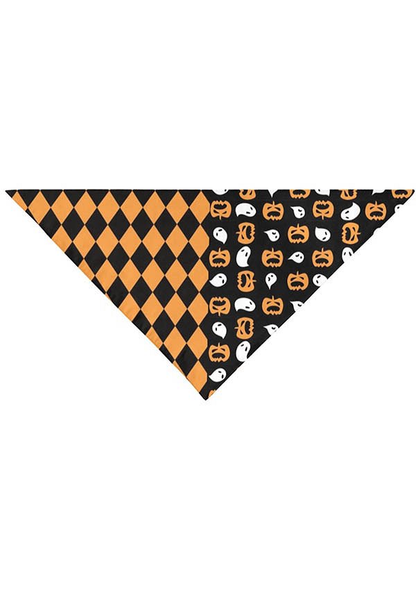 Halloween Personalized Cat Dog Bandana with Pumpkin Diamond Stitching Pattern