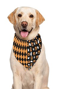 Halloween Personalized Cat Dog Bandana with Pumpkin Diamond Stitching Pattern