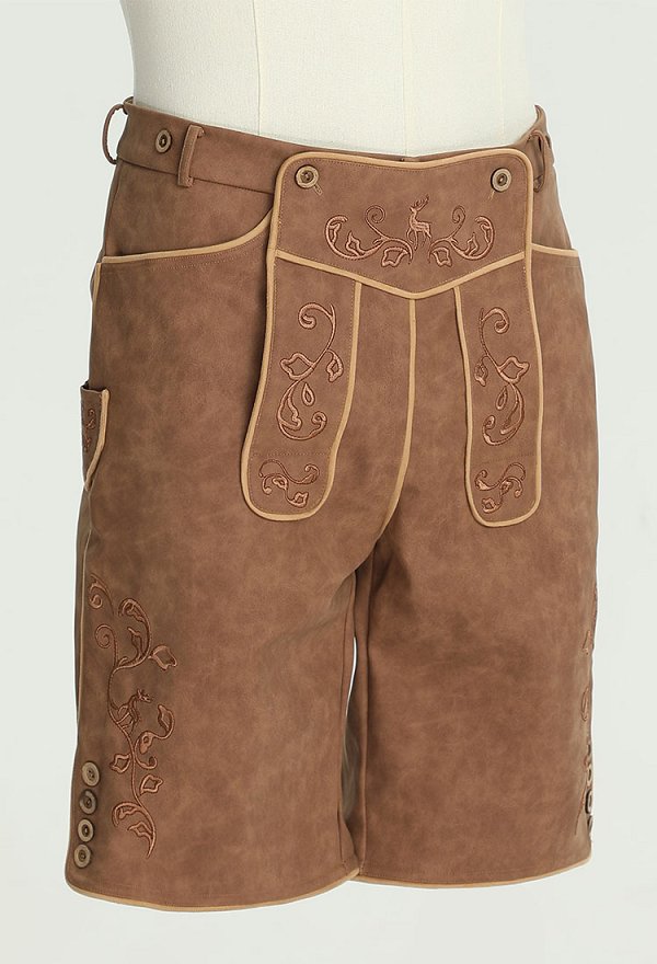 Medieval Traditional Vintage Men's Shorts Brown Embroidery Shorts