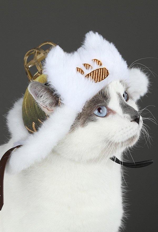 MH Wilds‌ Felyne Cat Cosplay Hat Plush Hat Accessory for Small Pets