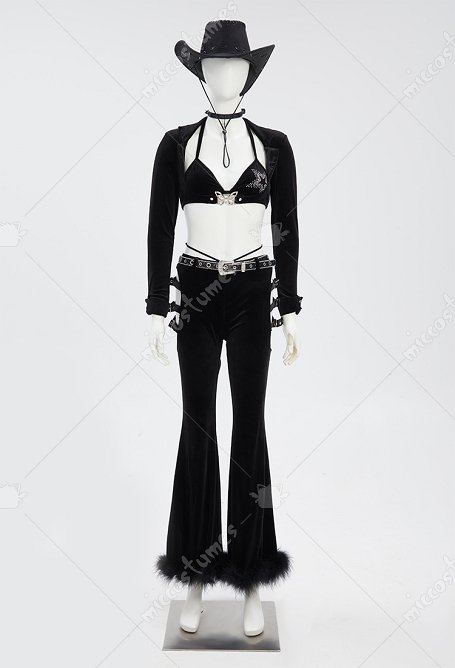 Pantalon Long Noir de Style Gothique avec Découpes à la Taille et Jambes évasées en Denim