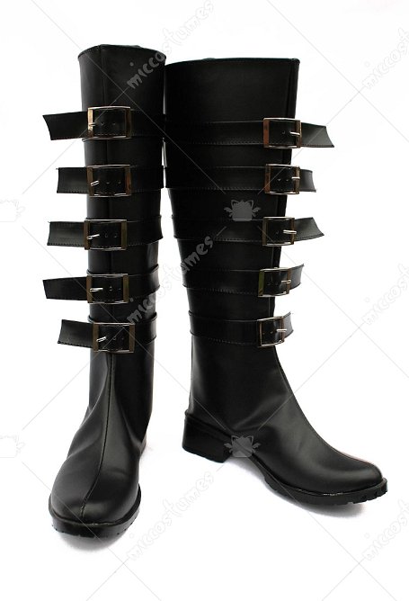 Alice: Madness Returns Alice Zapatos de Cosplay Botas Largas de Cuero Negras