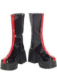 Kpop Slayers Purple Hair Leader Main Vocalist Cosplay Shoes Black and Red Thick-soled Boots