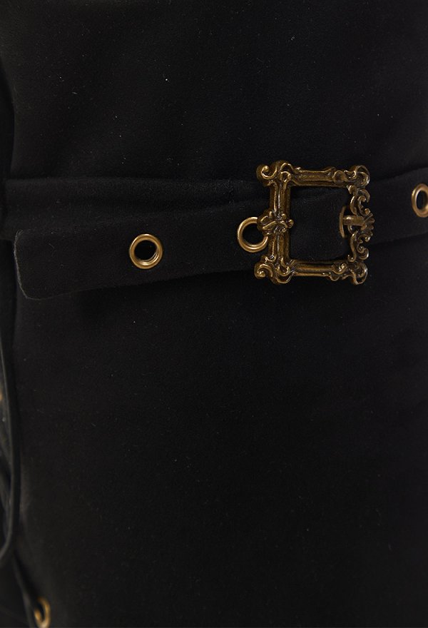 Accessoire Cosplay Renaissance médiévale Couvre-bottes en daim noir à lacets Couvre-chaussures vintage