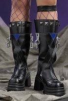 Rival Girl Super Heroine Sword Girl Cosplay Shoes Black Chunky Heel Boots
