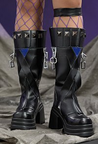 Rival Girl Super Heroine Sword Girl Cosplay Shoes Black Chunky Heel Boots