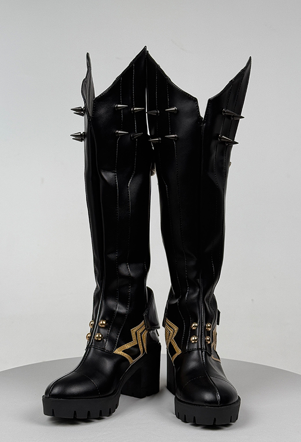 Rival Chica Super Heroína Espada Chica Cosplay Zapatos Negro Tachonado Botas
