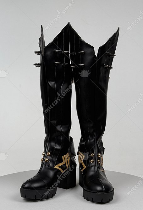 Rival Chica Super Heroína Espada Chica Cosplay Zapatos Negro Tachonado Botas
