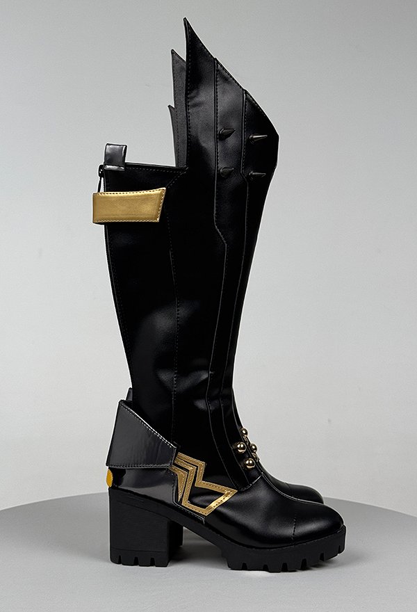 Rival Chica Super Heroína Espada Chica Cosplay Zapatos Negro Tachonado Botas
